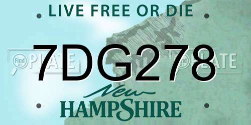7DG278 New Hampshire License Plate