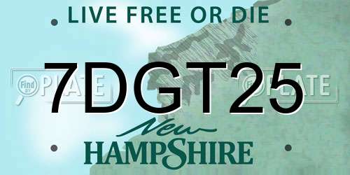 7DGT25 New Hampshire License Plate