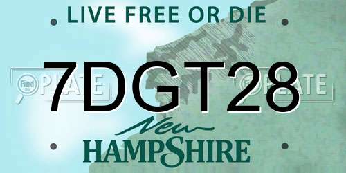 7DGT28 New Hampshire License Plate