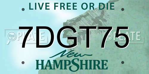 7DGT75 New Hampshire License Plate