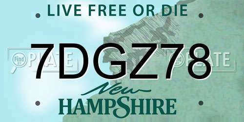 7DGZ78 New Hampshire License Plate