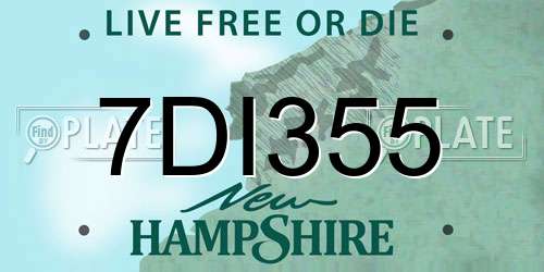 7DI355 New Hampshire License Plate
