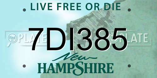 7DI385 New Hampshire License Plate