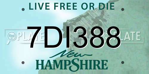 7DI388 New Hampshire License Plate