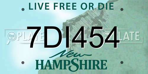 7DI454 New Hampshire License Plate
