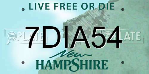 7DIA54 New Hampshire License Plate