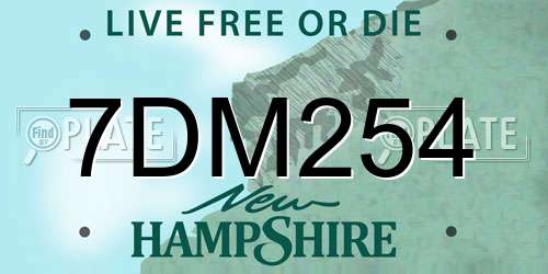 7DM254 New Hampshire License Plate