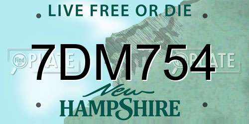 7DM754 New Hampshire License Plate