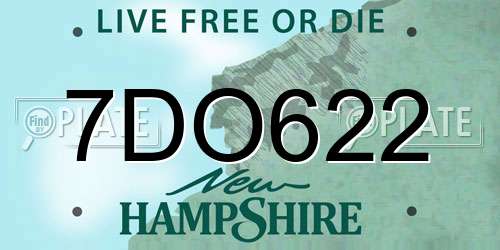 7DO622 New Hampshire License Plate