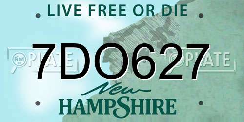 7DO627 New Hampshire License Plate