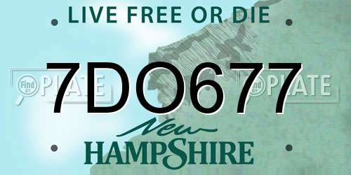 7DO677 New Hampshire License Plate