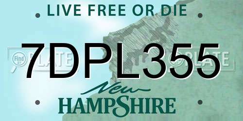 7DPL355 New Hampshire License Plate