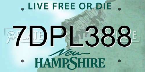 7DPL388 New Hampshire License Plate