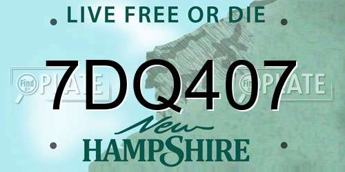 7DQ407 New Hampshire License Plate