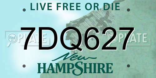 7DQ627 New Hampshire License Plate