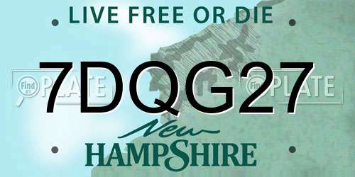 7DQG27 New Hampshire License Plate