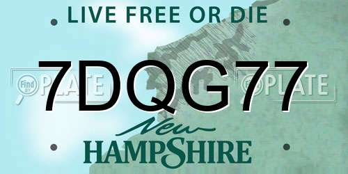 7DQG77 New Hampshire License Plate