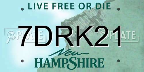 7DRK21 New Hampshire License Plate