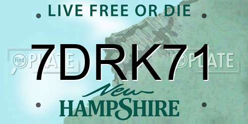 7DRK71 New Hampshire License Plate