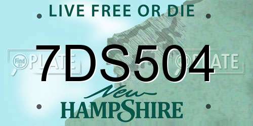 7DS504 New Hampshire License Plate