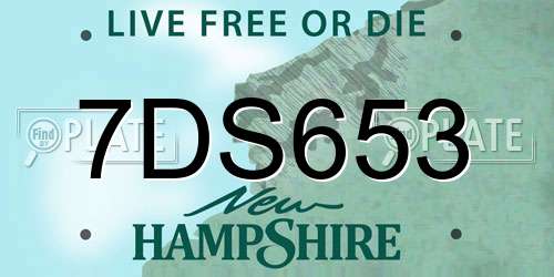 7DS653 New Hampshire License Plate
