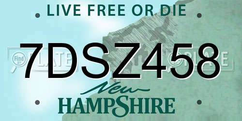 7DSZ458 New Hampshire License Plate