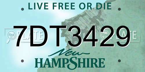 7DT3429 New Hampshire License Plate