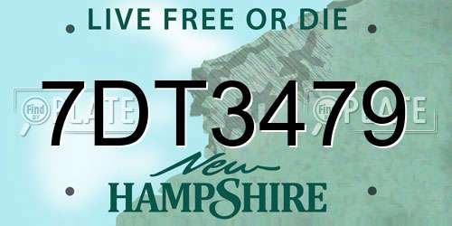 7DT3479 New Hampshire License Plate