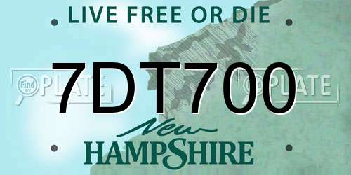 7DT700 New Hampshire License Plate