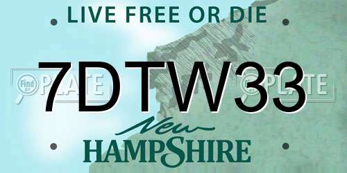 7DTW33 New Hampshire License Plate