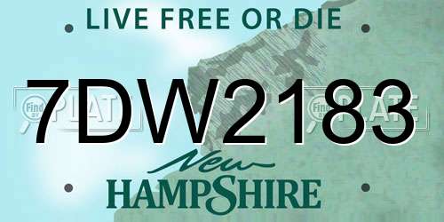 7DW2183 New Hampshire License Plate