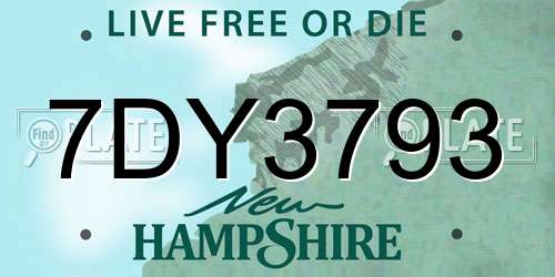 7DY3793 New Hampshire License Plate