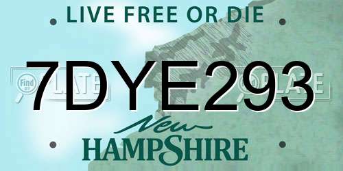 7DYE293 New Hampshire License Plate
