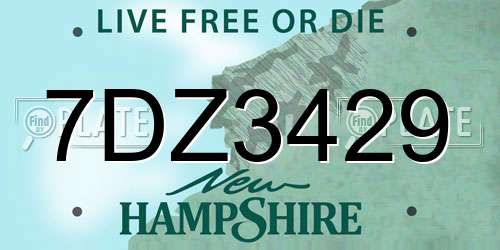 7DZ3429 New Hampshire License Plate