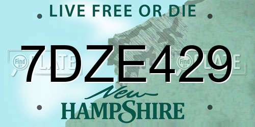 7DZE429 New Hampshire License Plate