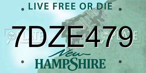 7DZE479 New Hampshire License Plate