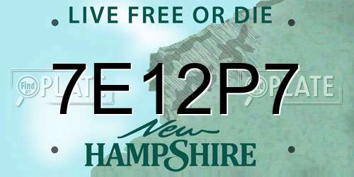 7E12P7 New Hampshire License Plate