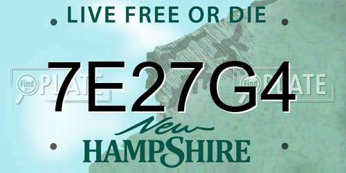 7E27G4 New Hampshire License Plate