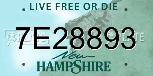 7E28893 New Hampshire License Plate