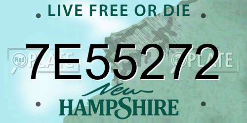 7E55272 New Hampshire License Plate