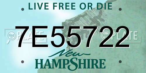 7E55722 New Hampshire License Plate