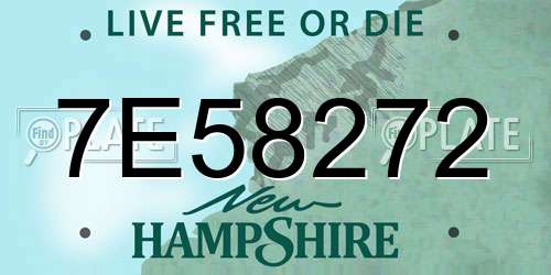 7E58272 New Hampshire License Plate