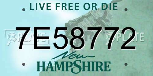 7E58772 New Hampshire License Plate