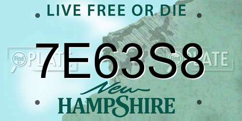 7E63S8 New Hampshire License Plate