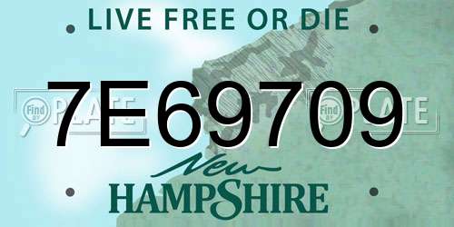 7E69709 New Hampshire License Plate