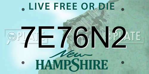 7E76N2 New Hampshire License Plate