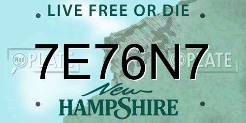 7E76N7 New Hampshire License Plate