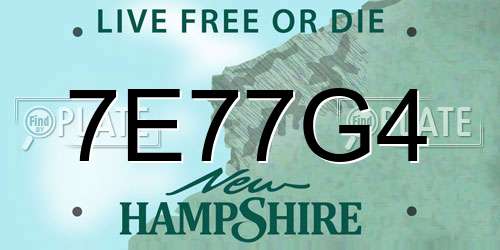 7E77G4 New Hampshire License Plate