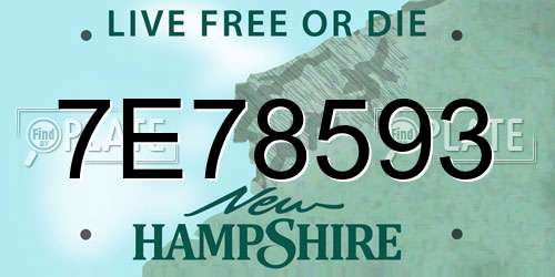 7E78593 New Hampshire License Plate