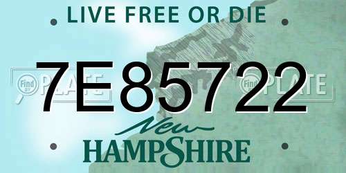 7E85722 New Hampshire License Plate